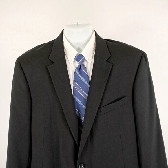 Tommy Hilfiger Wool Blend Black 2 Button Blazer 44L Tagged 48L Has Been Tailored - Picture 1 of 11